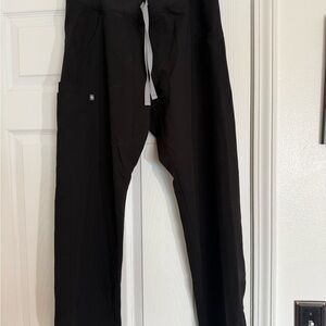 Figs Women's Black Technical Collection Scrub Pants with Grey Drawstring